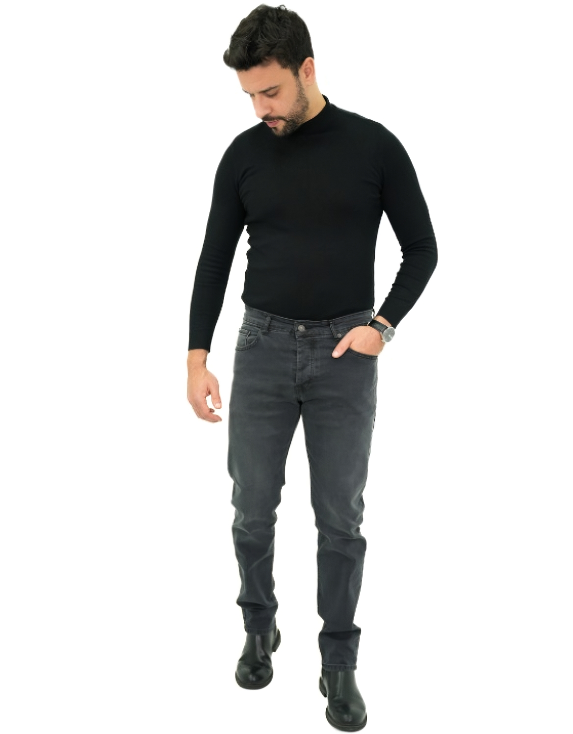 Demi-droite-Gris-Foncé-4 classique-demi-droit-coupe-jeans-gris-foncé
